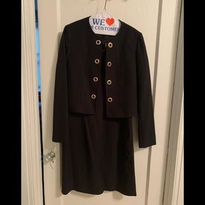 Tahari ASL Black Dress Suit with LS Jacket